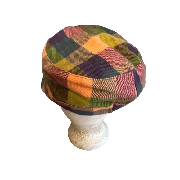 Vintage D & Y Wool Blend Plaid Newsboy Cap Hat - Picture 3 of 4